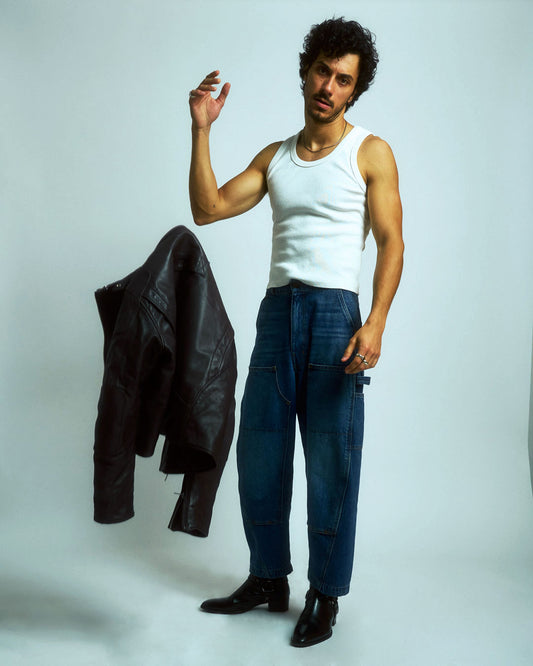 WARPED CARPENTER PANT : WASHED KUROKI JAPANESE DENIMWARPED CARPENTER JEANS : MID-WASH