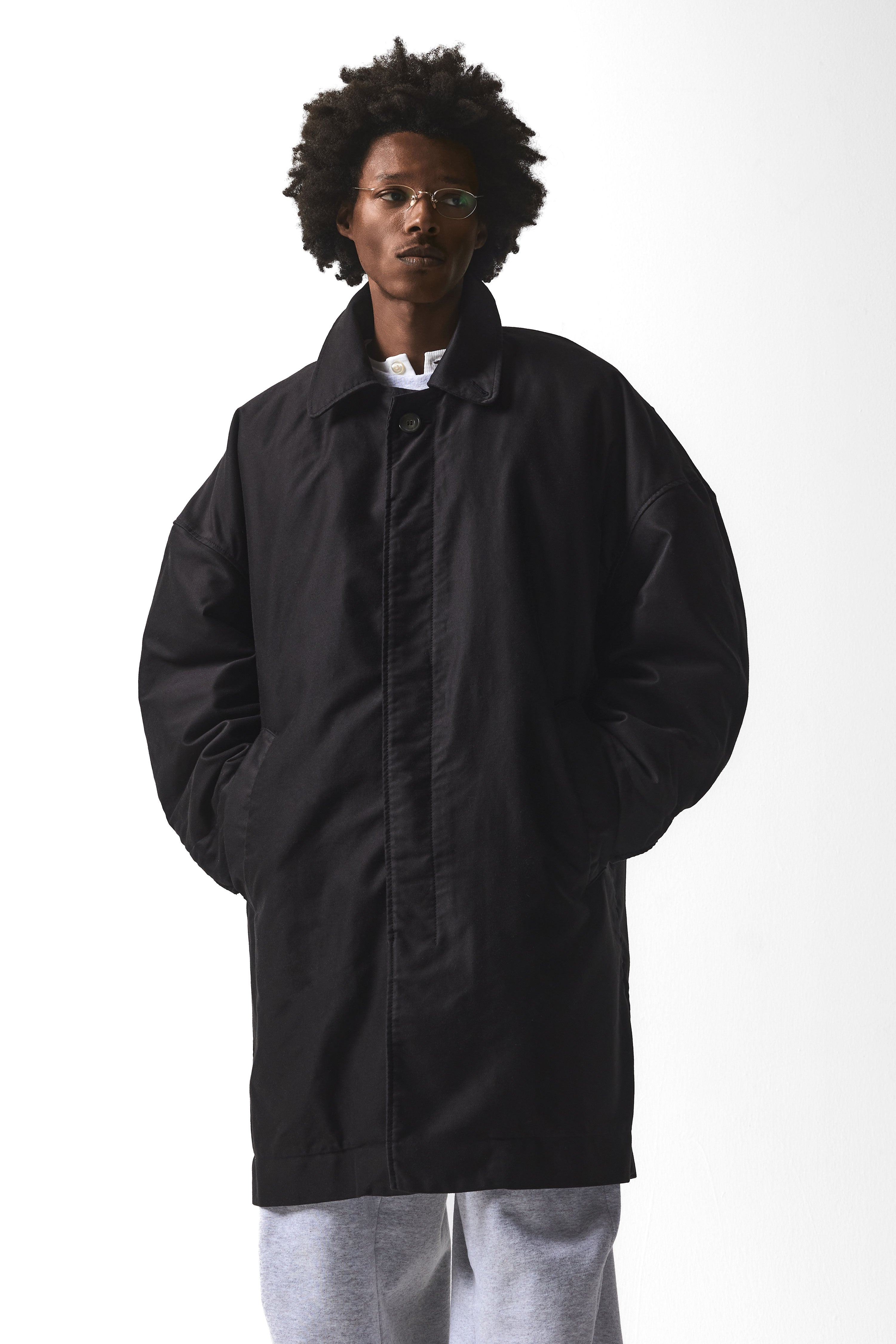 archive ARMANI nylon Balmacaan Coat 黒 Vintage Armani Nylon Trench – DUO NYC