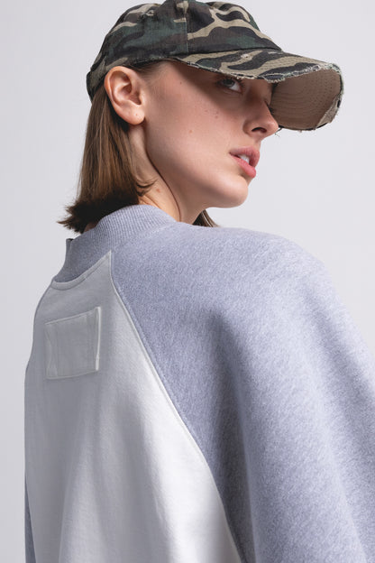 RAGLAN SMOCK T-SHIRT : WHITE/HEATHER GRAY