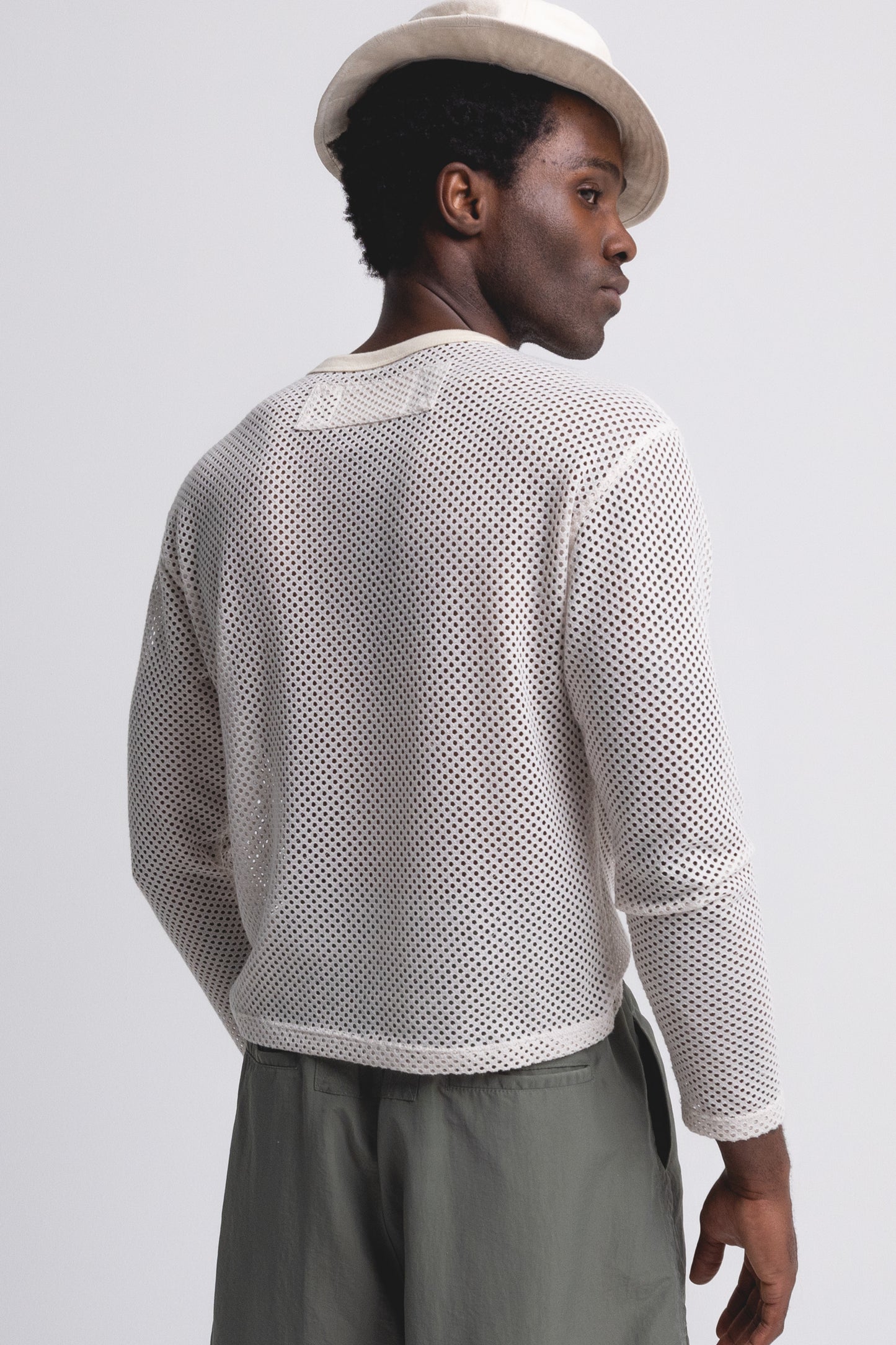 LONG SLEEVE MESH SHIRT NATURAL SEBASTIEN AMI.