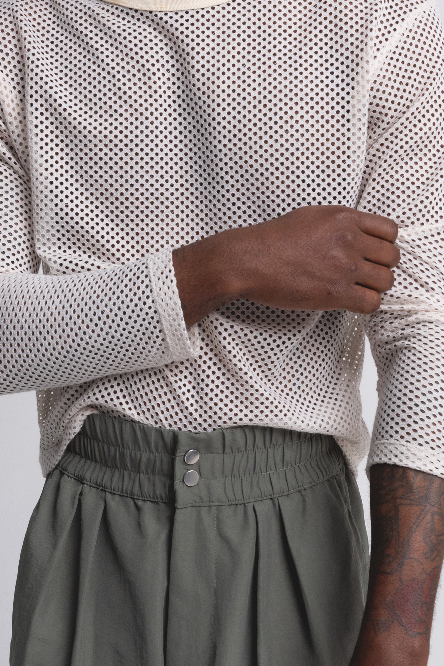 LONG SLEEVE MESH SHIRT NATURAL SEBASTIEN AMI.