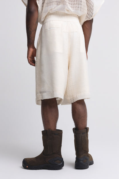 PLEATED BOXER SHORTS : NATURAL