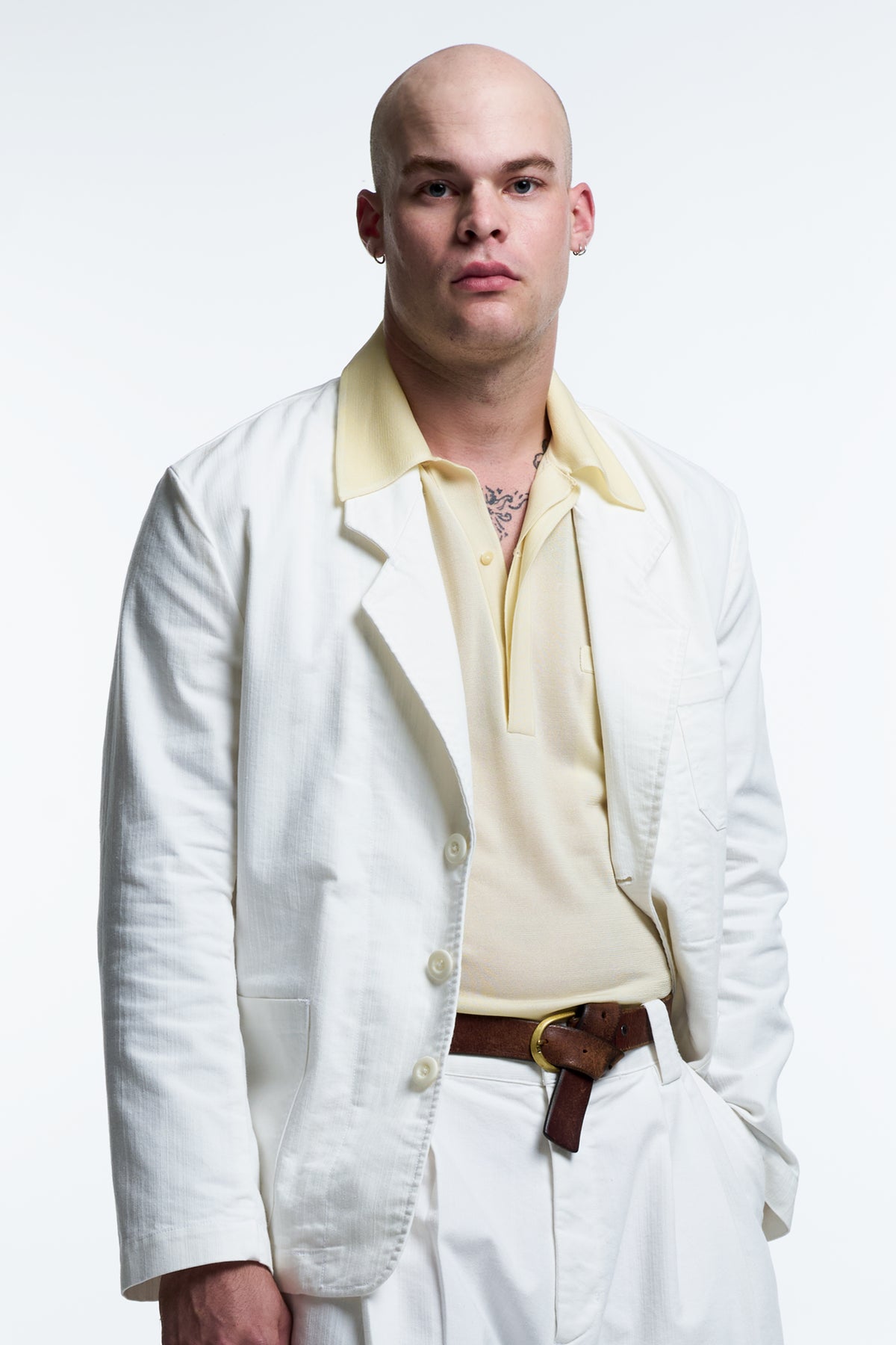 CHORE BLAZER : WHITE COTTON TWILL