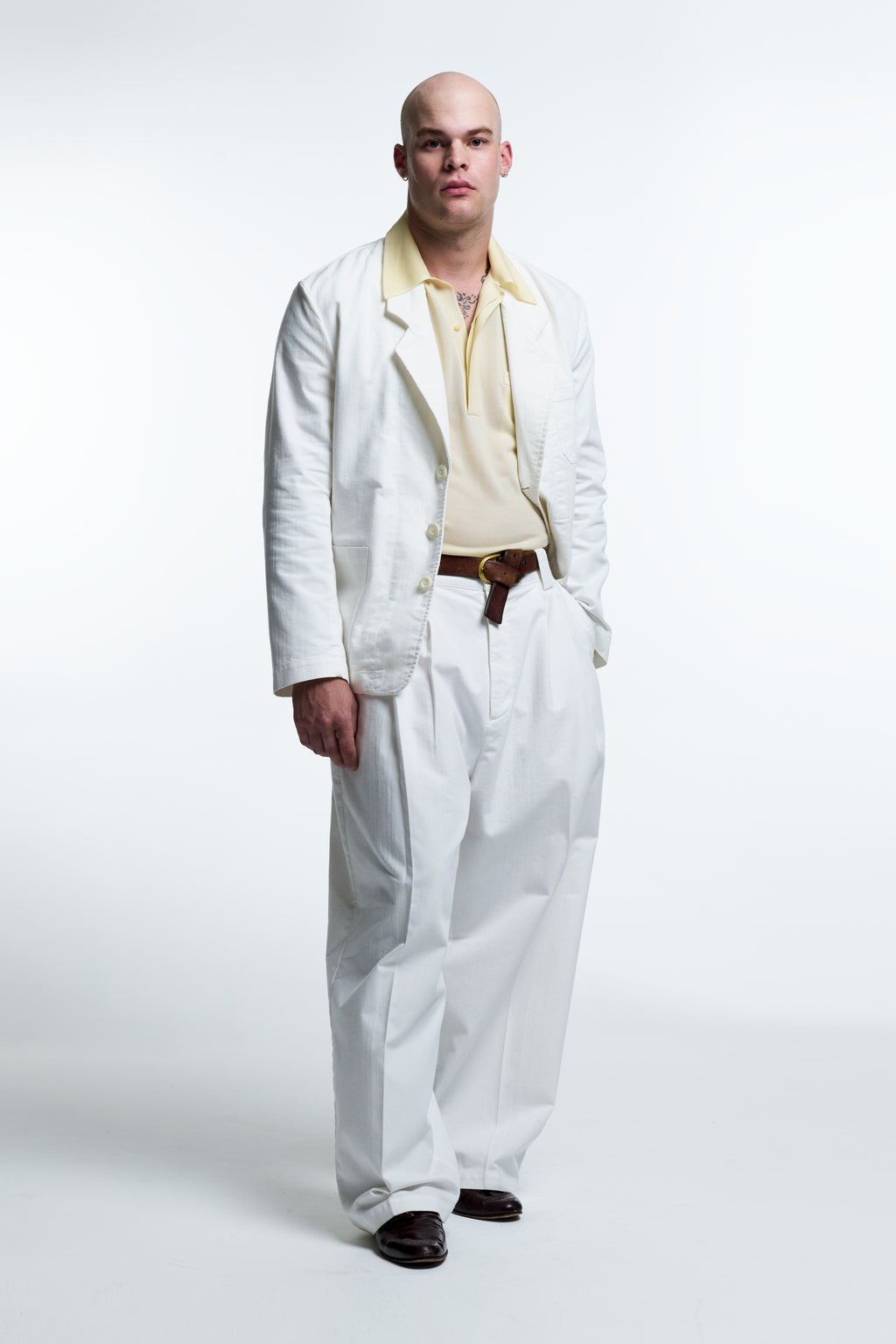CHORE BLAZER : WHITE COTTON TWILL