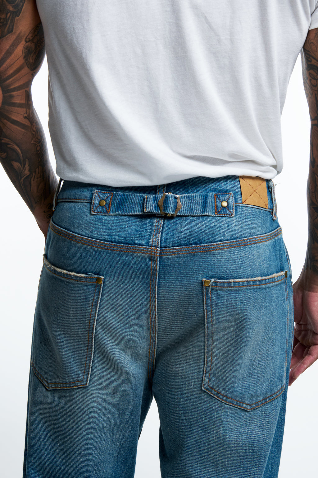 WORKER WIDE-LEG JEANS : LT WASHED INDIGO