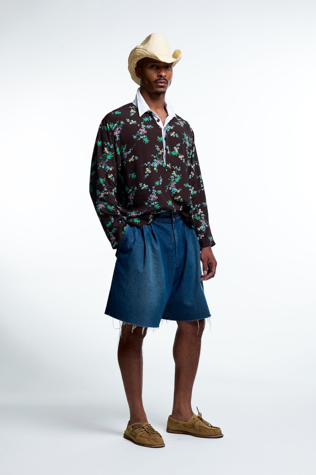 CAMP COLLAR RUGBY SHIRT : HAWAIIAN FLORAL