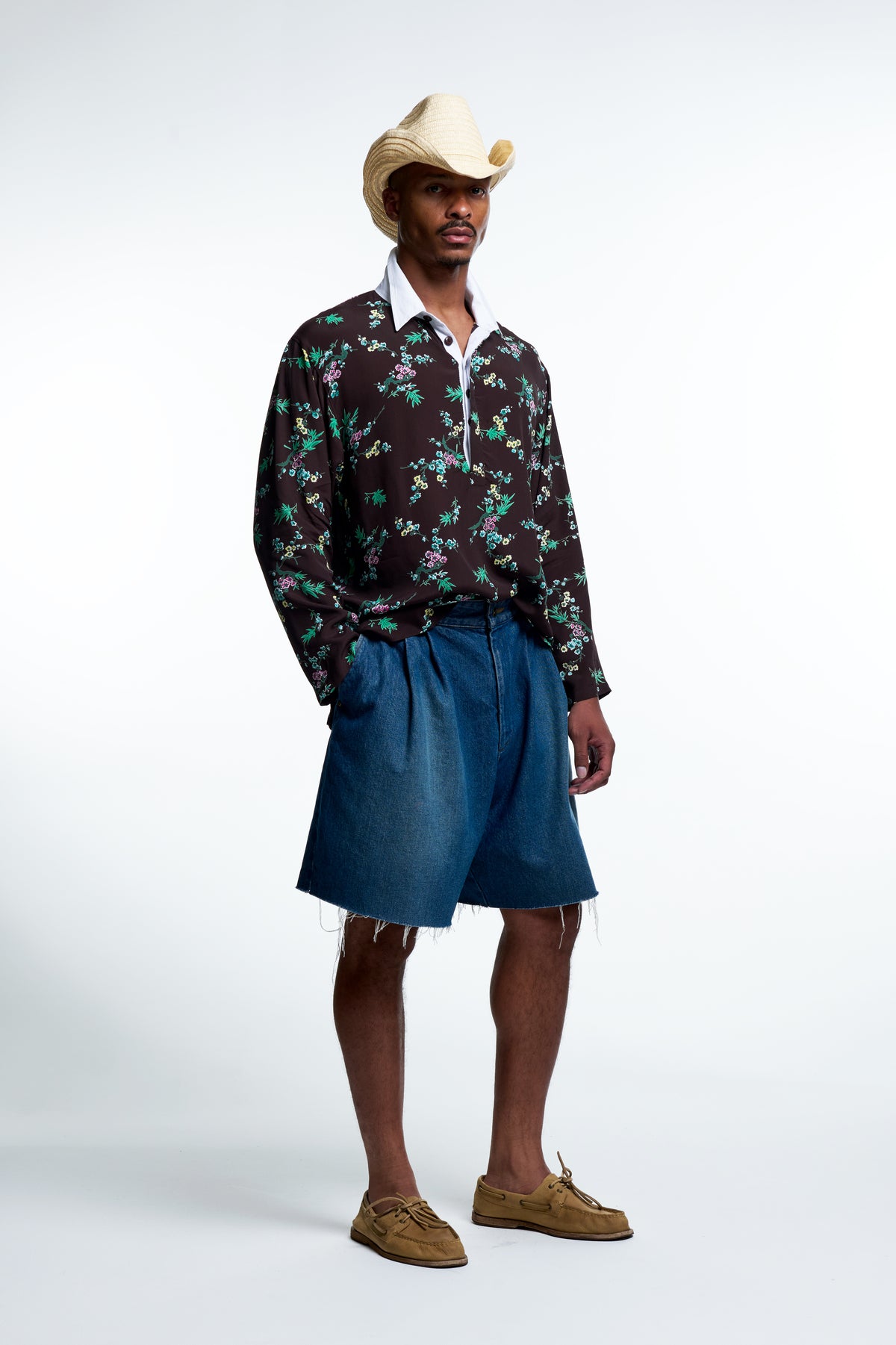 CAMP COLLAR RUGBY SHIRT : HAWAIIAN FLORAL