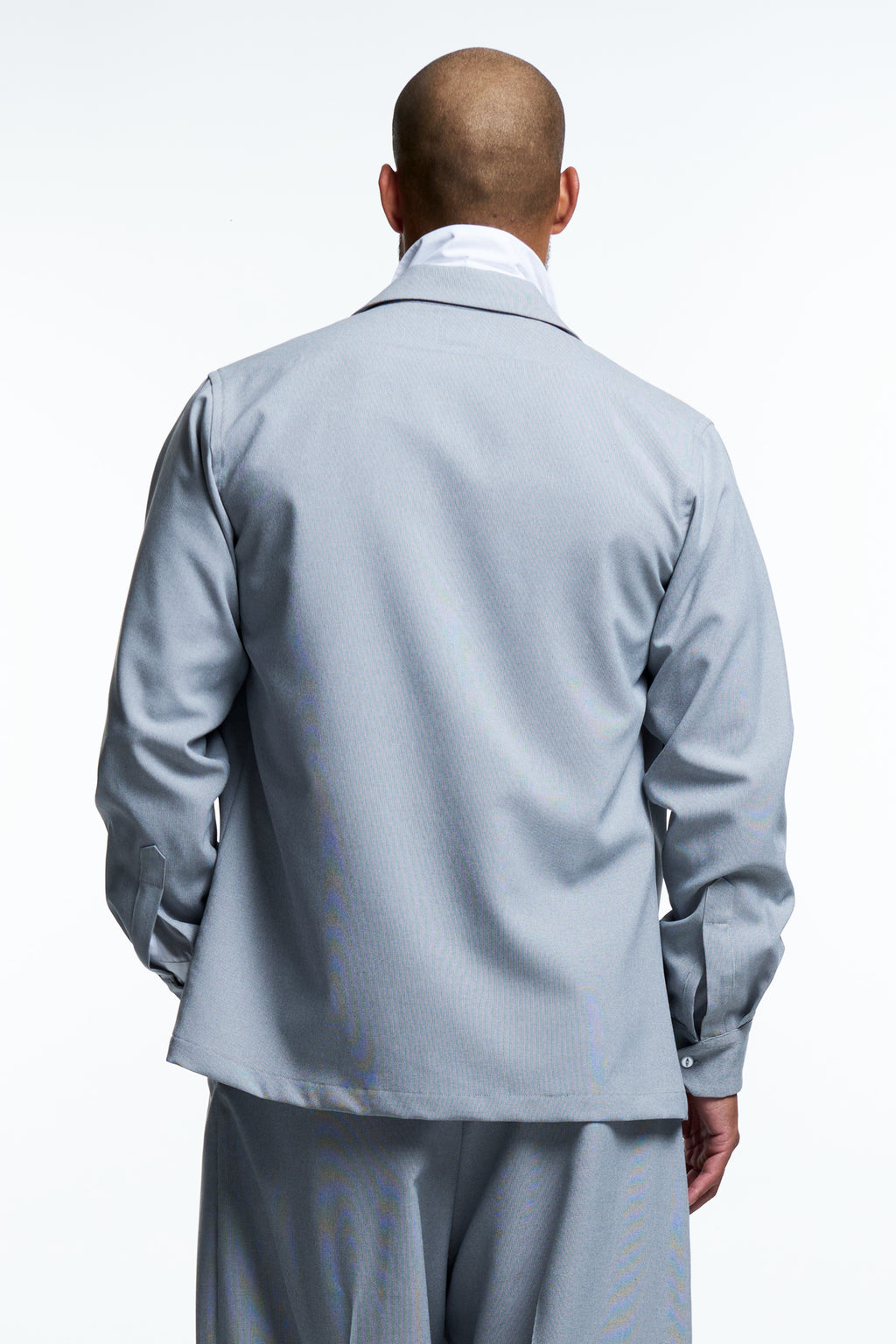 CAMP COLLAR SHIRT : GRAY SUITING