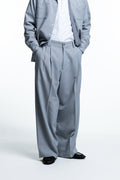 PLEATED CHORE TROUSERS : GRAY SUITING