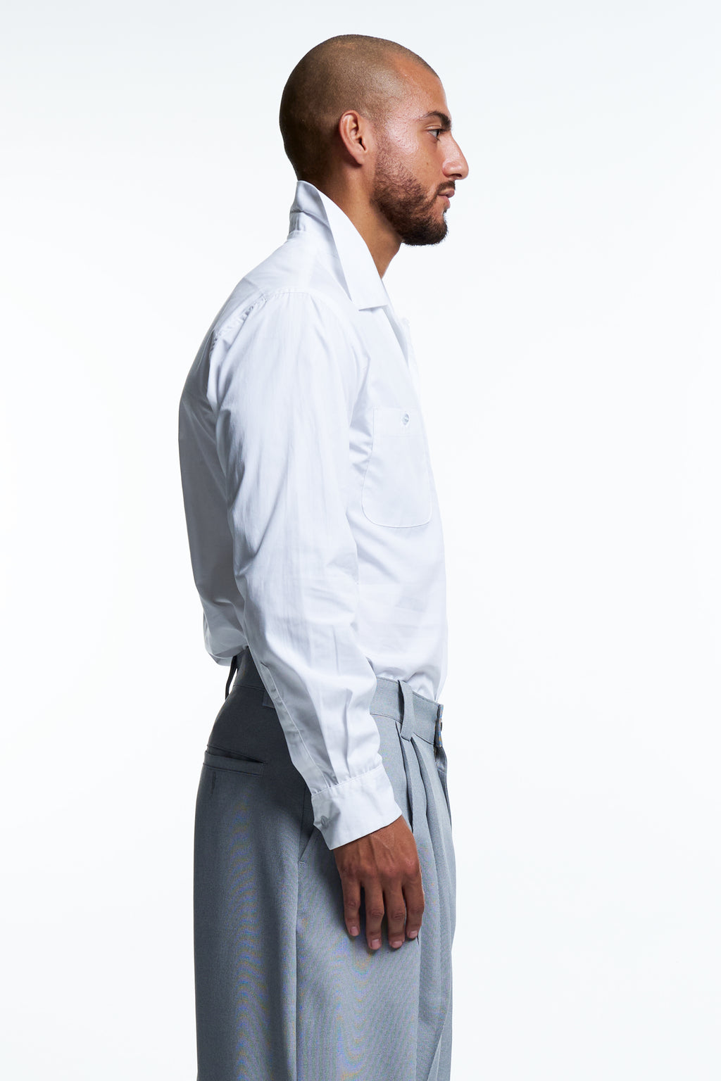 CAMP COLLAR SHIRT : WHITE COTTON POPLIN
