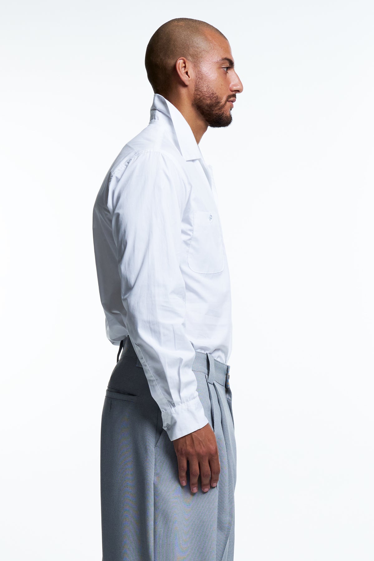 CAMP COLLAR SHIRT : WHITE COTTON POPLIN