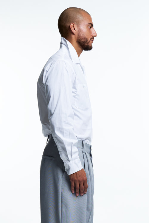 CAMP COLLAR SHIRT : WHITE COTTON POPLIN