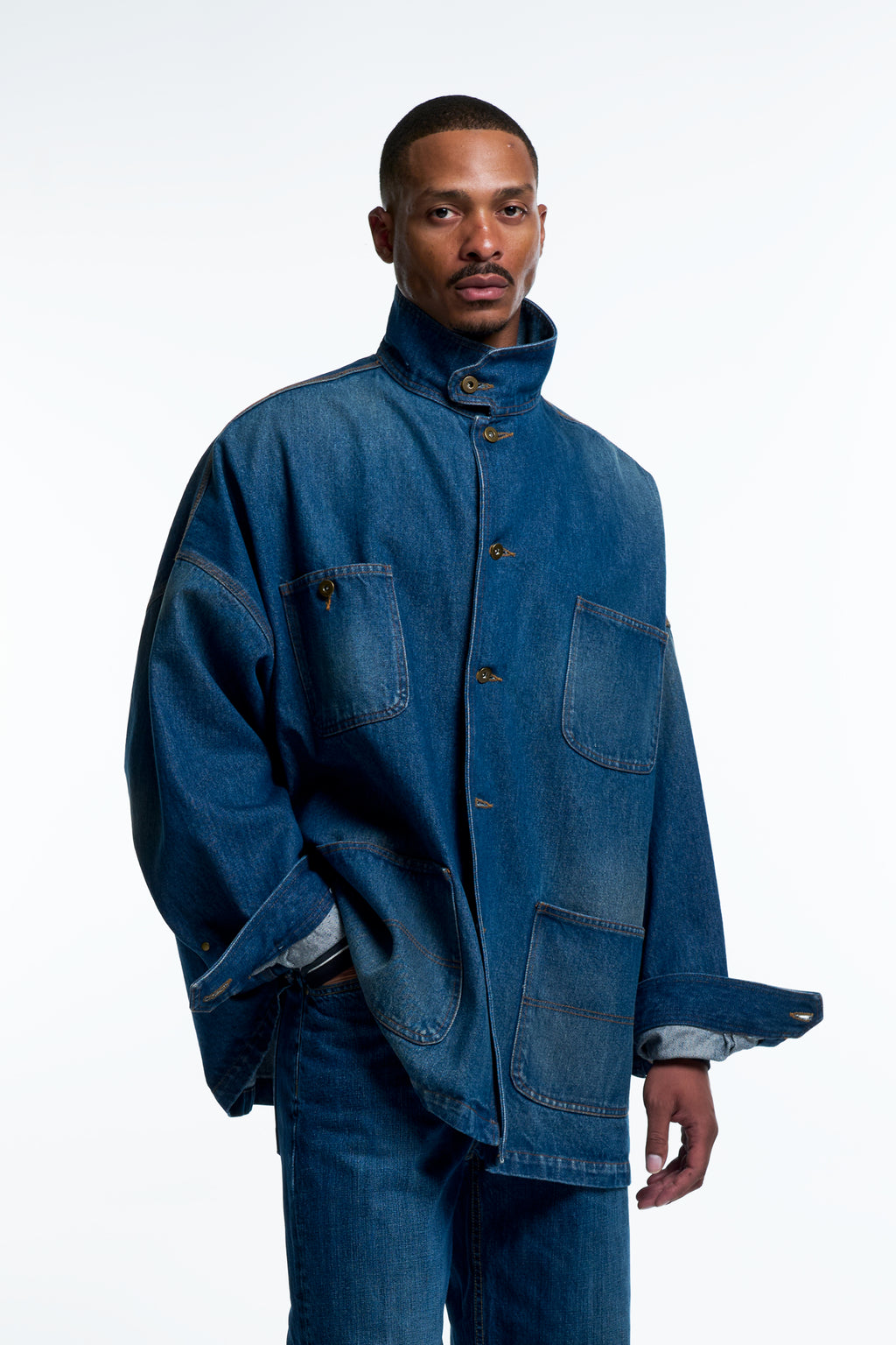 SAWW CHORE COAT : WASHED INDIGO