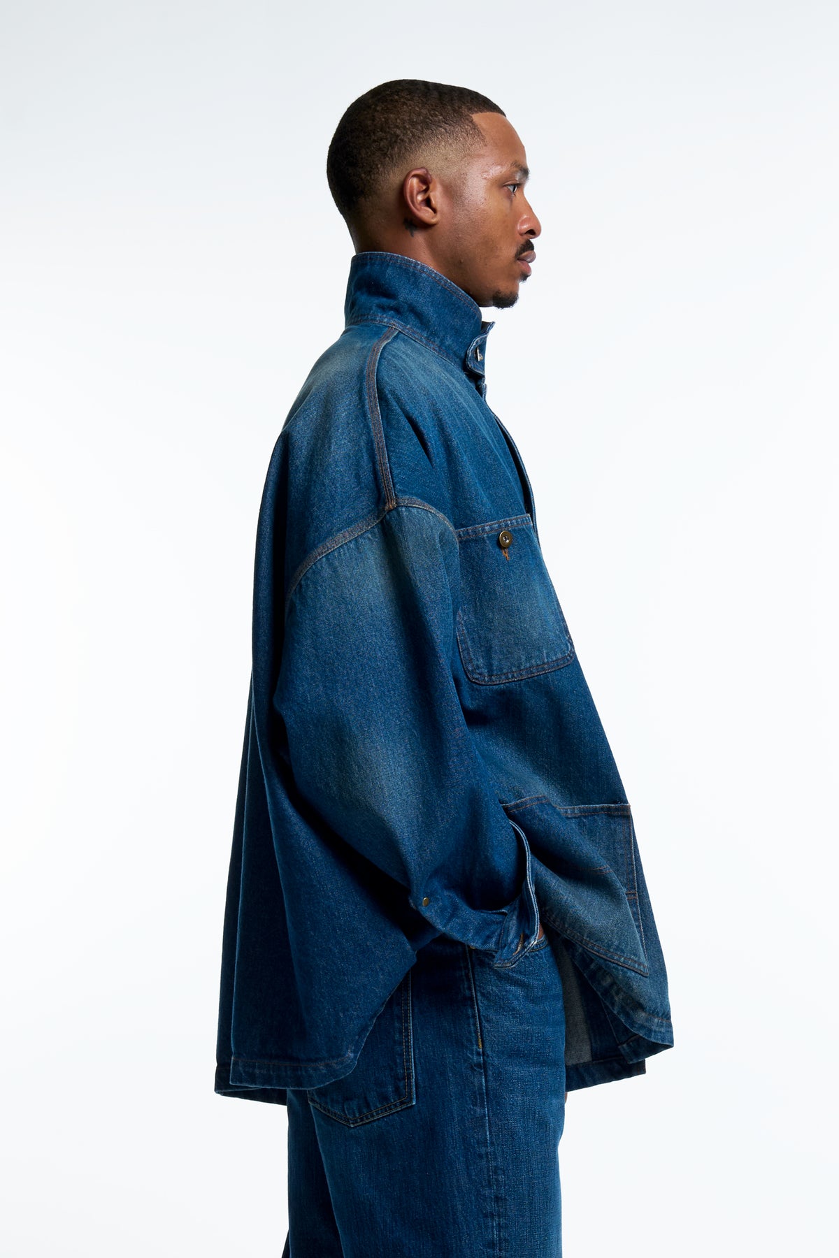 SAWW CHORE COAT : WASHED INDIGO