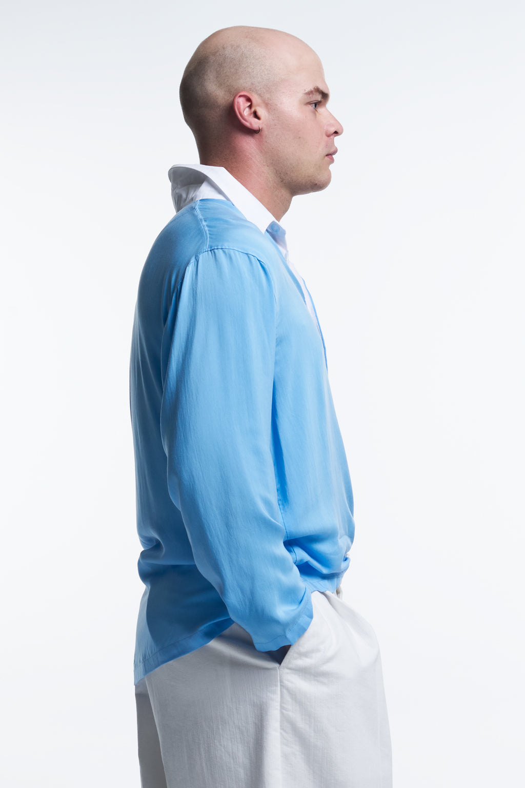 CAMP COLLAR RUGBY SHIRT : LIGHT BLUE