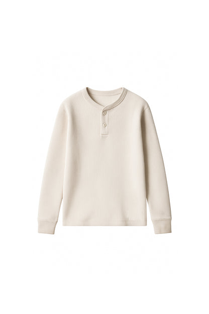 SAWW CROPPED HENLEY THERMAL SHIRT