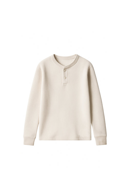 SAWW CROPPED HENLEY THERMAL SHIRT