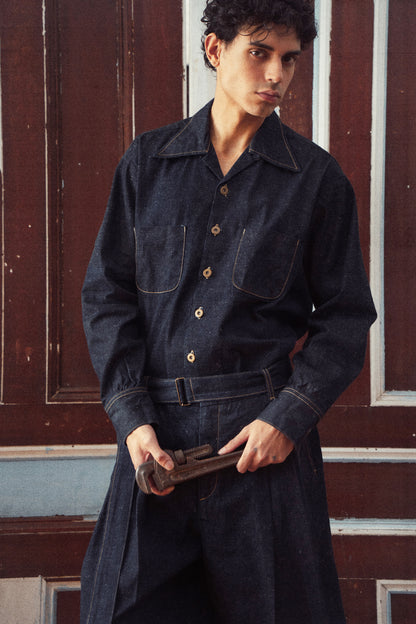 "THE CLASSIC" SHIRT : SPECKLED DENIM