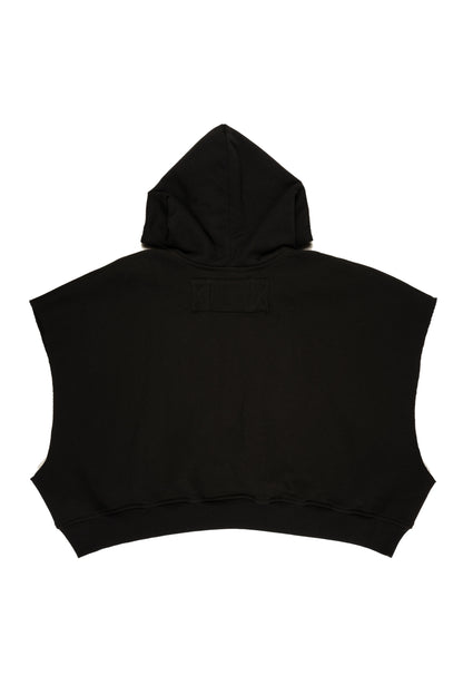 SLEEVELESS CROPPED PULLOVER HOODIE : BLACK