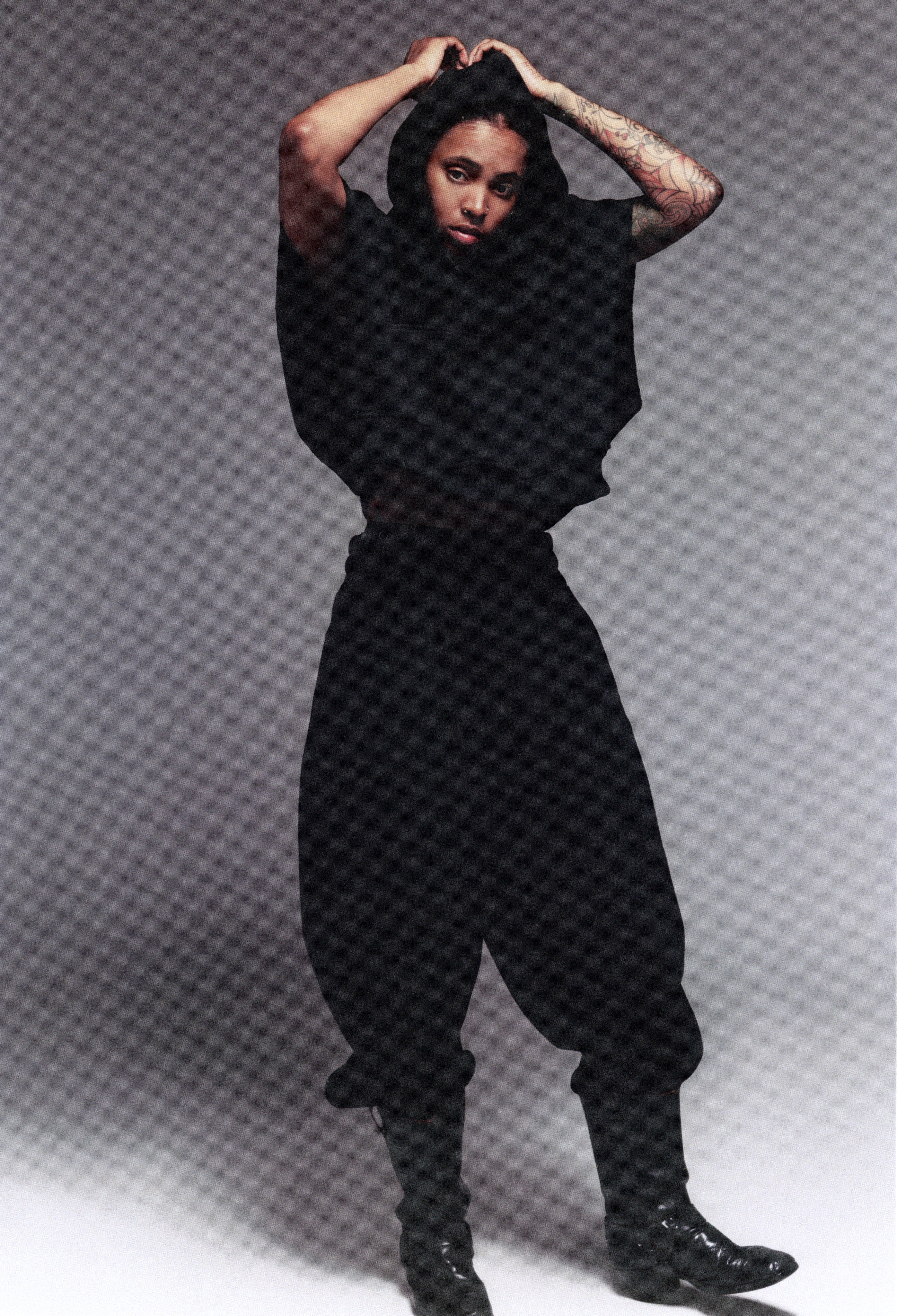PLEATED SWEAT PANT : BLACK