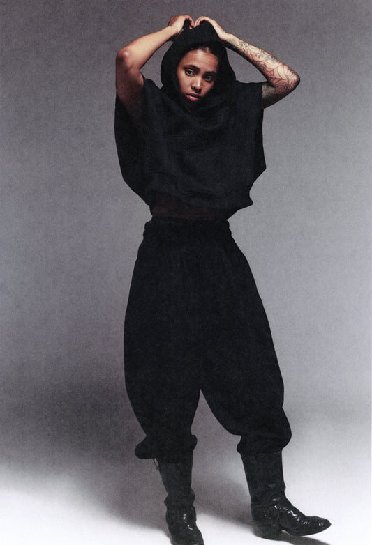 PLEATED SWEAT PANT : BLACK