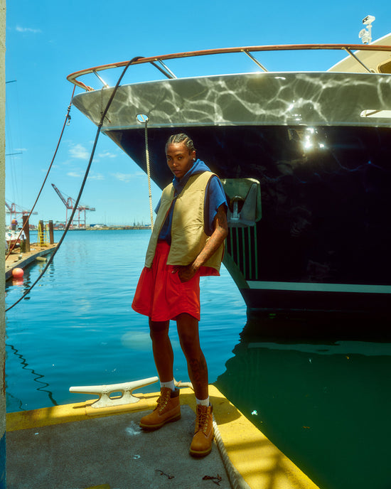 PLEATED TRACK SHORTS : ORANGE