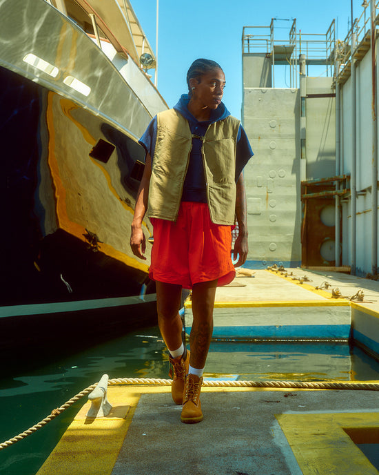 PLEATED TRACK SHORTS : ORANGE