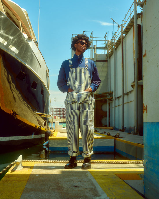 CARPENTER OVERALLS : NAVY / WHITE HICKORY